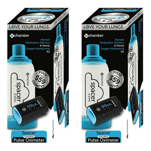 e-Chamber Spacer + Pulse Oximeter Kit Pack of 2