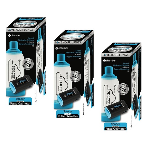 e-Chamber Spacer + Pulse Oximeter Kit Pack of 3