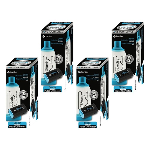 e-Chamber Spacer + Pulse Oximeter Kit Pack of 4
