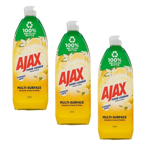 Ajax Floor Cleaner Lemon Citrus Burst 750mL Pack of 3