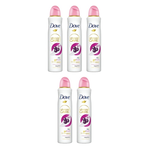Dove Advanced Care 72h Go Fresh Antiperspirant Acai Berry & Waterlily Pack of 5