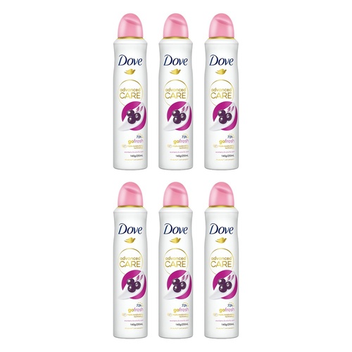 Dove Advanced Care 72h Go Fresh Antiperspirant Acai Berry & Waterlily Pack of 6
