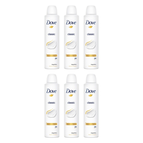 Dove Classic 48h Anti-Perspirant 1/4 Moisturising Cream 250mL Pack of 6