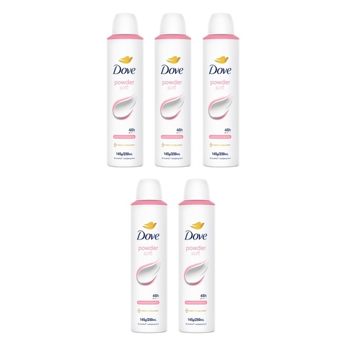 Dove Powder Soft 48h Anti-Perspirant 1/4 Moisturising Cream 250mL Pack of 5