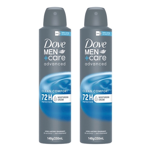 Dove Men+Care Advanced Clean Comfort 72H Anti-Perspirant 250mL Pack of 2
