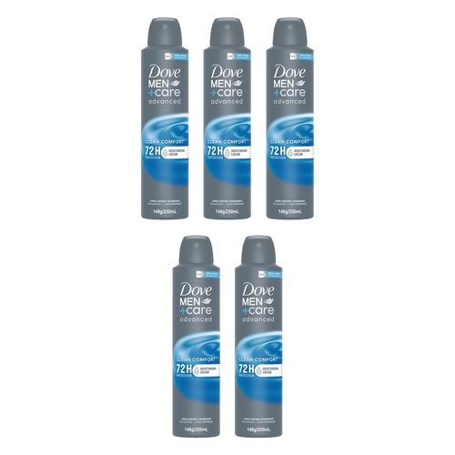 Dove Men+Care Advanced Clean Comfort 72H Anti-Perspirant 250mL Pack of 5