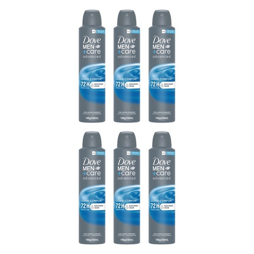 Dove Men+Care Advanced Clean Comfort 72H Anti-Perspirant 250mL Pack of 6