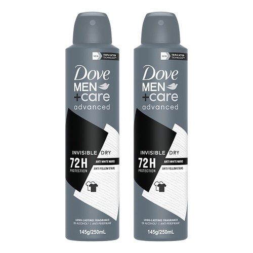 Dove Men+Care Advanced Anti-Perspirant Invisible Dry 250mL Pack of 2