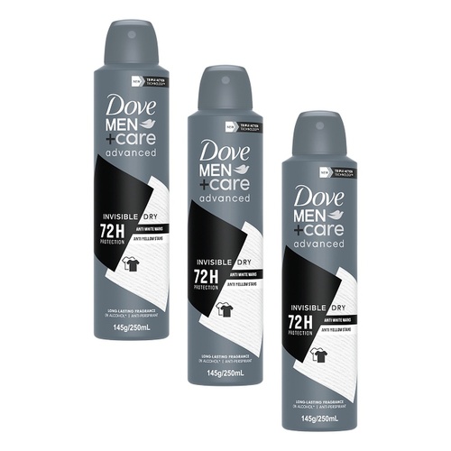 Dove Men+Care Advanced Anti-Perspirant Invisible Dry 250mL Pack of 3