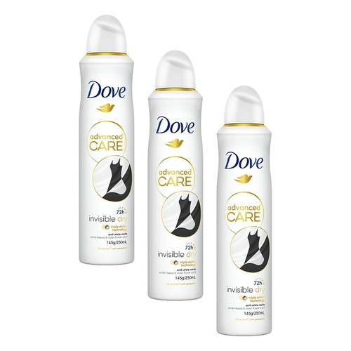 Dove Advanced Care Anti-Perspirant Invisible Dry 250mL Pack of 3