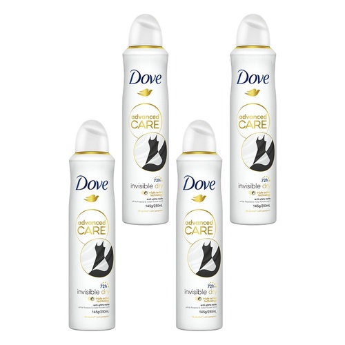 Dove Advanced Care Anti-Perspirant Invisible Dry 250mL Pack of 4