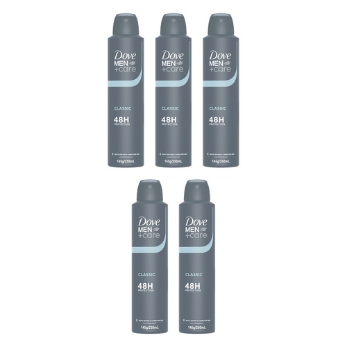 Dove Men+Care Antiperspirant Aerosol Classic 250mL Pack of 5