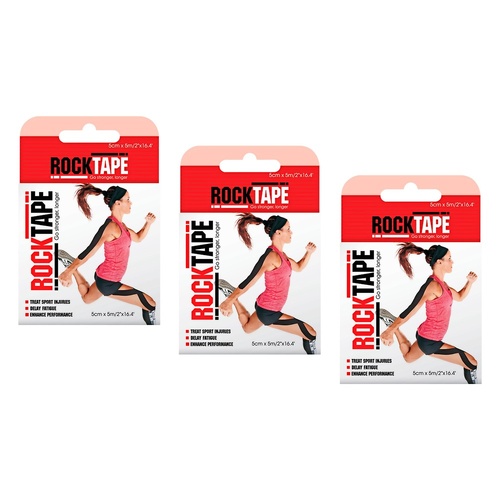 RockTape Premium Kinesiology Tape Beige 5cm x 5m Pack of 3