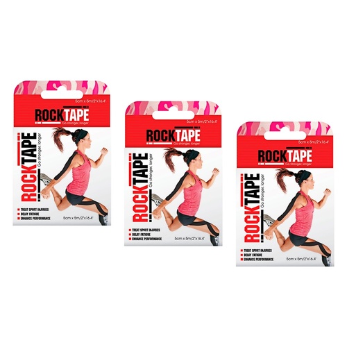 Rocktape Premium Kinesiology Tape Camo Pink 5cm x 5m Pack of 3