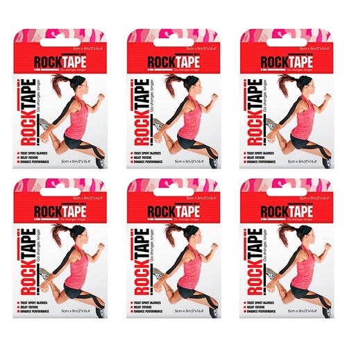 Rocktape Premium Kinesiology Tape Camo Pink 5cm x 5m Pack of 6