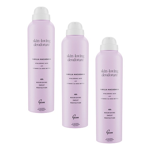 GEM Skin Loving Deodorant Vanilla & Macadamia 207mL Pack of 3