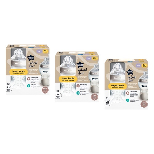 Tommee Tippee Natural Start Baby Bottle 3m+ Medium Flow 340mL Pack of 3