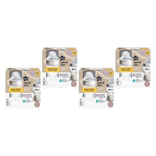 Tommee Tippee Natural Start Baby Bottle 3m+ Medium Flow 340mL Pack of 4