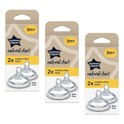 Tommee Tippee Natural Start Teats 3m+ Medium Flow 2 Pack Bundle of 3