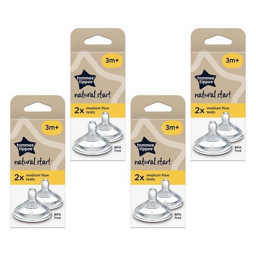 Tommee Tippee Natural Start Teats 3m+ Medium Flow 2 Pack Bundle of 4