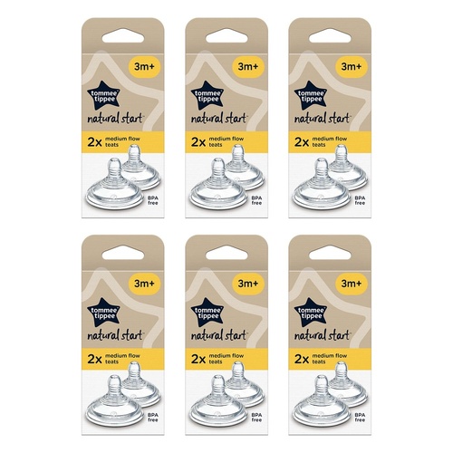 Tommee Tippee Natural Start Teats 3m+ Medium Flow 2 Pack Bundle of 6