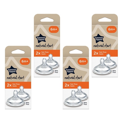 Tommee Tippee Natural Start Teats 6m+ Fast Flow 2 Pack Bundle of 4