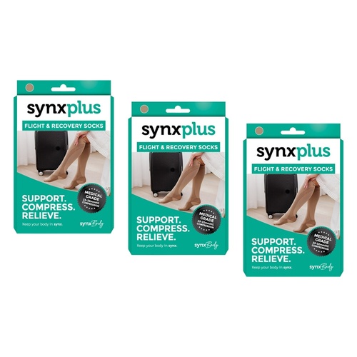 Synx Plus Flight & Recovery Socks Large Pack of 3