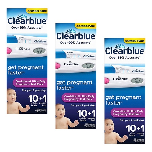 Clearblue Ovulation & Pregnancy 10 + 1 Tests Pack of 3