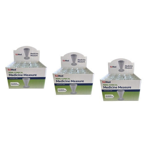 EziMed Medicine Measuring Cup 40mL Box of 40 Bundle of 3