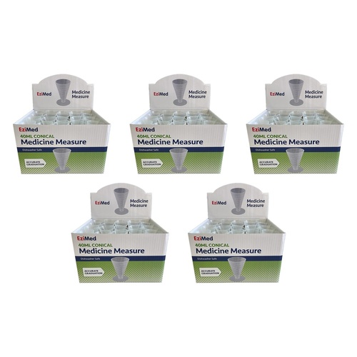 EziMed Medicine Measuring Cup 40mL Box of 40 Bundle of 5