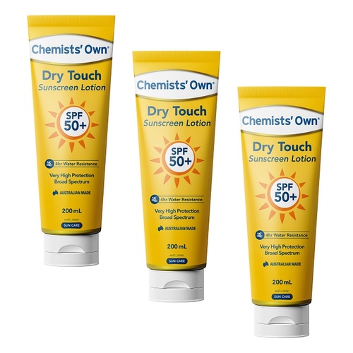 Chemists' Own Dry Touch Sunscreen SPF 50+ 200mL Pack of 3