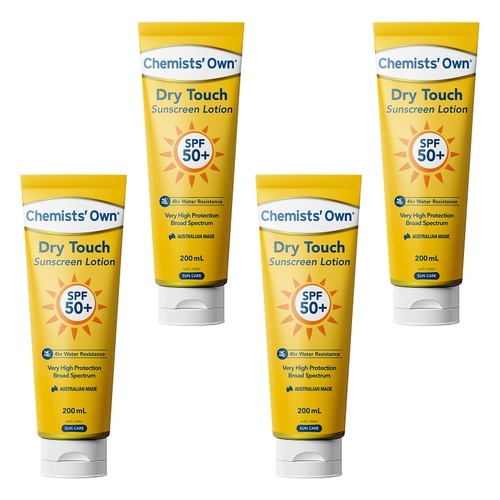 Chemists' Own Dry Touch Sunscreen SPF 50+ 200mL Pack of 4