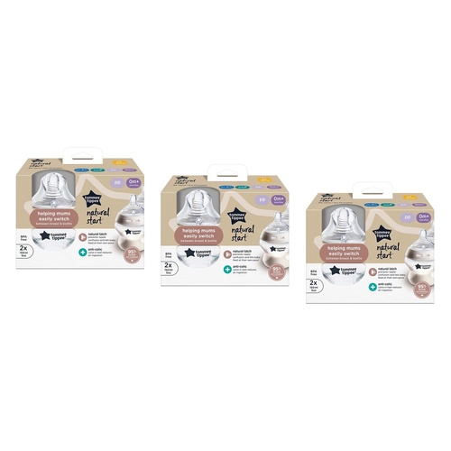 Tommee Tippee Natural Start Anti-Colic Baby Bottle 0m+ 150mL 2 Pack Bundle of 3