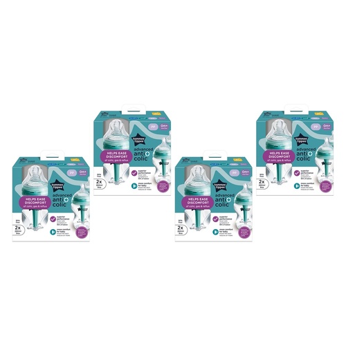 Tommee Tippee Advanced Anti-Colic Baby Bottle 0m+ Slow Flow 260mL Pack of 4