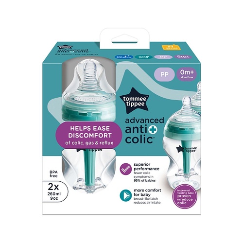 Tommee Tippee Advanced Anti-Colic Baby Bottle 0m+ Slow Flow 260mL