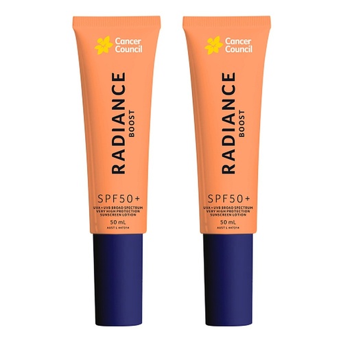 Cancer Council Radiance Boost Sunscreen Lotion SPF 50+ 50mL Pack of 2