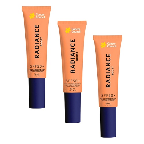 Cancer Council Radiance Boost Sunscreen Lotion SPF 50+ 50mL Pack of 3