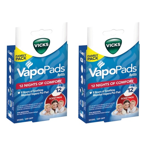 Vicks VapoPads Refills 12 Pack Bundle of 2
