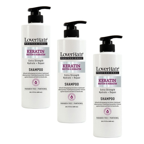 Loverhair Professional Keratin Shampoo 600mL Pack of 3