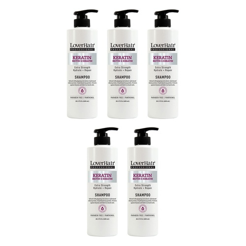 Loverhair Professional Keratin Shampoo 600mL Pack of 5
