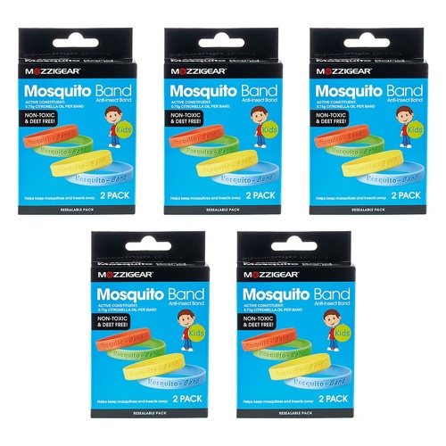 MozzieGear Kids Bands 2 Pack Bundle of 5