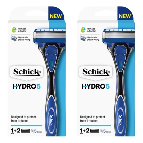 Schick Hydro 5 Razor Handle + 2 Refills 3 Piece Set Pack of 2