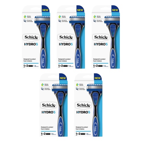 Schick Hydro 5 Razor Handle + 2 Refills 3 Piece Set Pack of 5