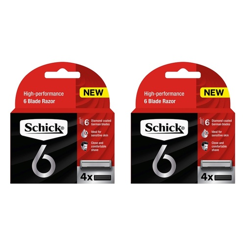 Schick 6 Blades Refill 4 Pack Bundle of 2