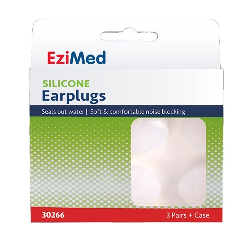EziMed Silicon Earplugs with Case 3 Pairs x 6