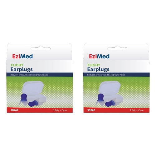 EziMed Flight Earplugs with Case x 6 Bundle of 2