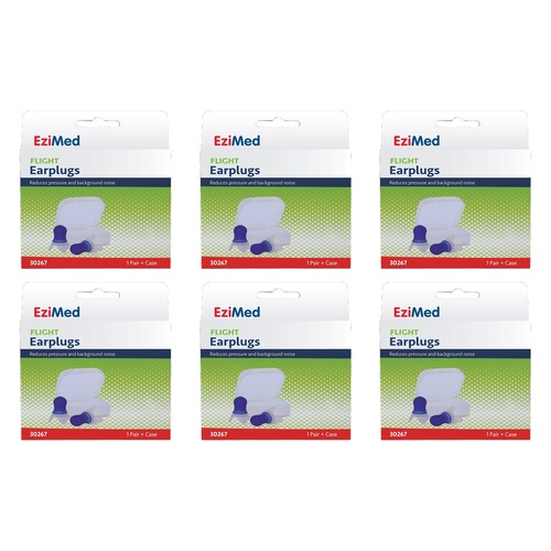 EziMed Flight Earplugs with Case x 6 Bundle of 6