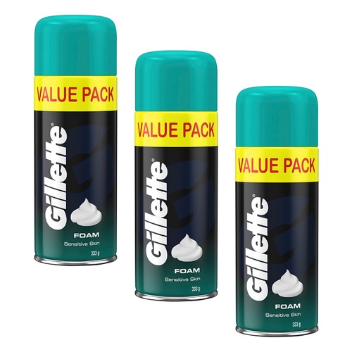 Gillette Shave Foam Sensitive Skin Value Pack 333g x 6 Bundle of 3