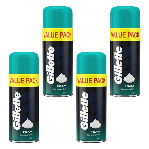 Gillette Shave Foam Sensitive Skin Value Pack 333g x 6 Bundle of 4