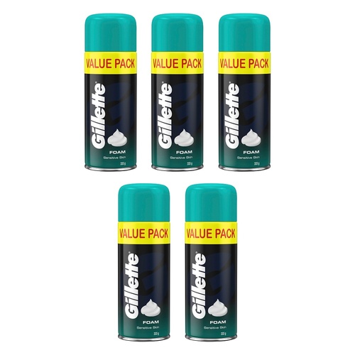 Gillette Shave Foam Sensitive Skin Value Pack 333g x 6 Bundle of 5